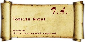 Tomsits Antal névjegykártya